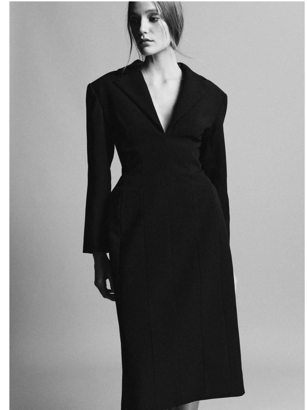 NWT. Zara ZW Collection Black Coat Dress. Size S. - Picture 3 of 14